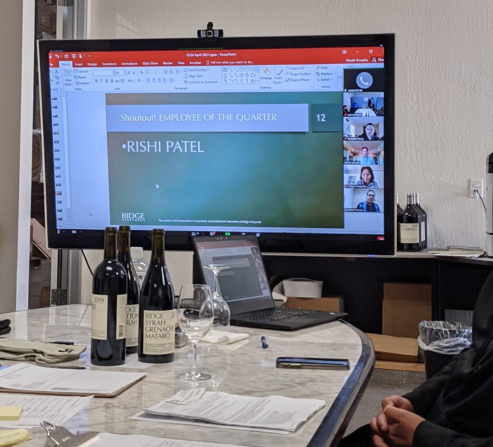 Rishi Patel - Employee of the Quarter at Ridge Vineyards