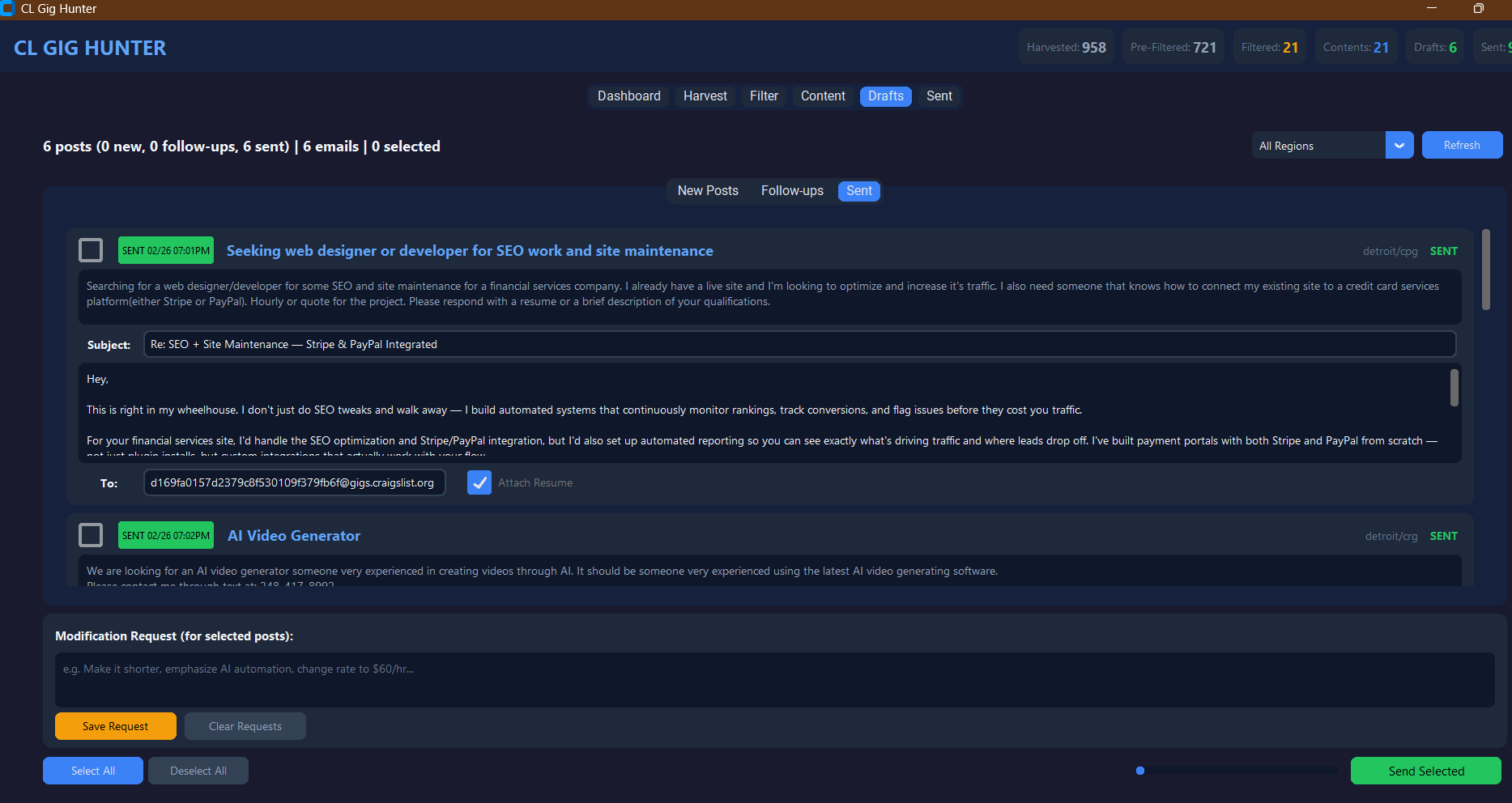CL Gig Hunter - AI-Powered Craigslist Lead Generation with Draft Emails