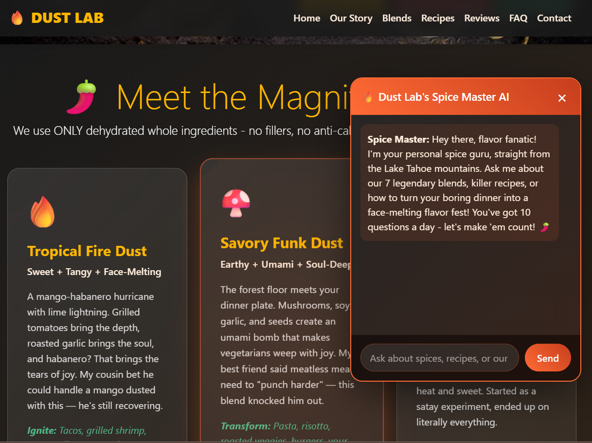 Dust Lab Spice - Artisan Spice Brand with AI Chatbot