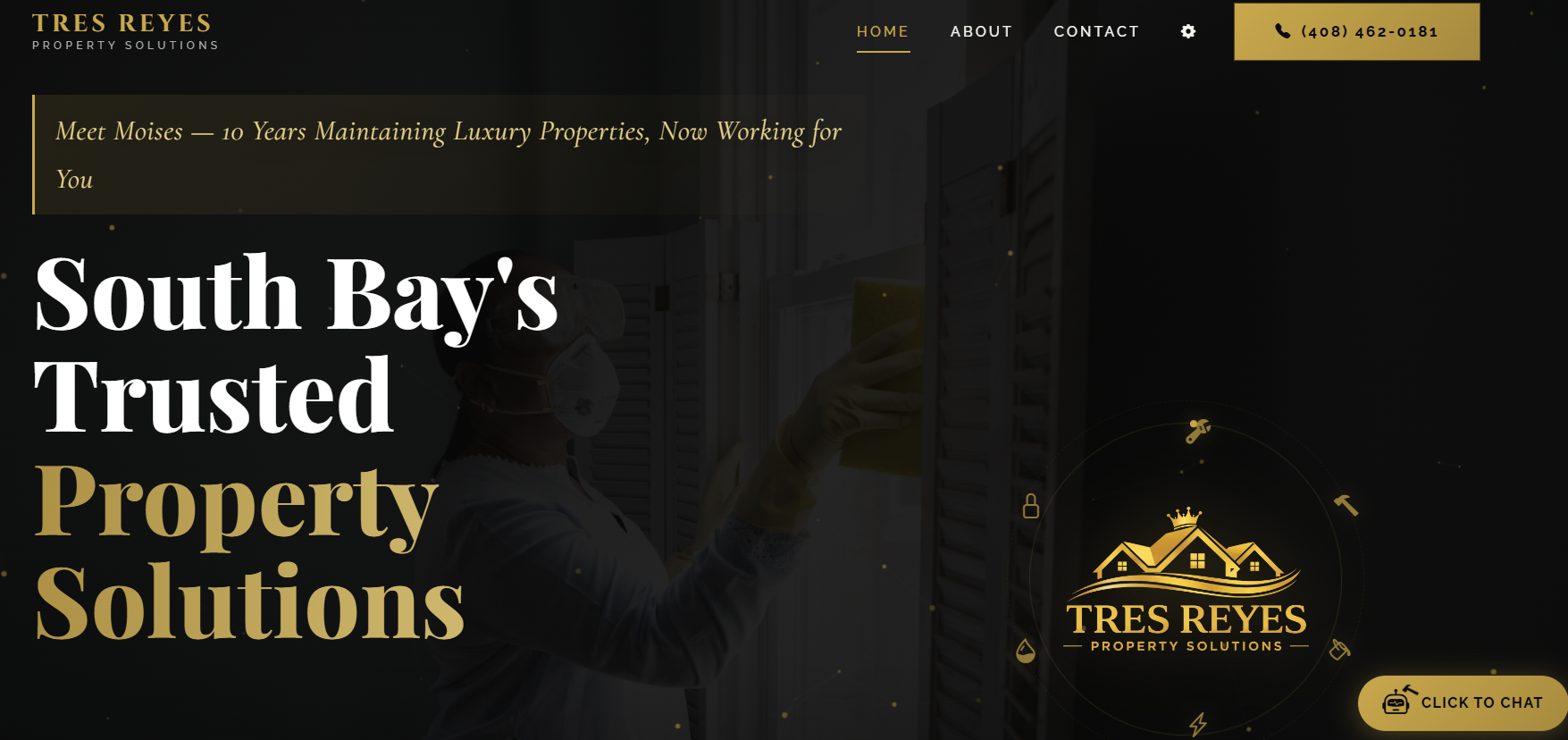 Tres Reyes Property Solutions - Black and Gold Luxury Handyman Website